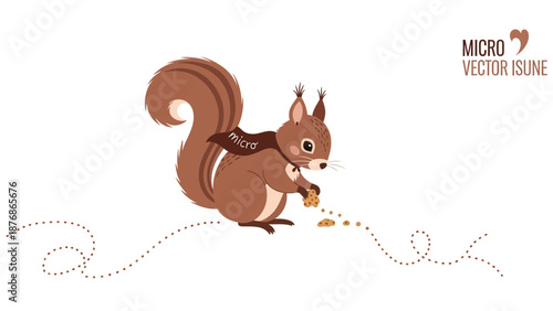 Cartoon Squirrel With Cape Holding A Cookie Leaving Trail Of Crumbs