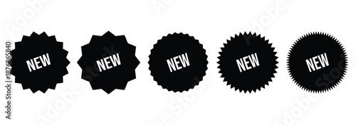 Set of new arrival tag icon set. Black vector banner ribbon on white background, left bookmark, new arrival.