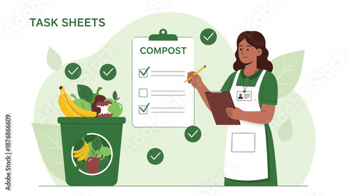 Composting Management List Checks and Sustainable Waste Sorting Process Monitoring