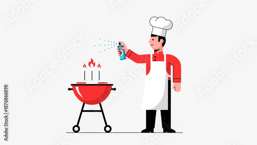 Chef Preparing Food On The Grill For Summer Season Outdoor Meal