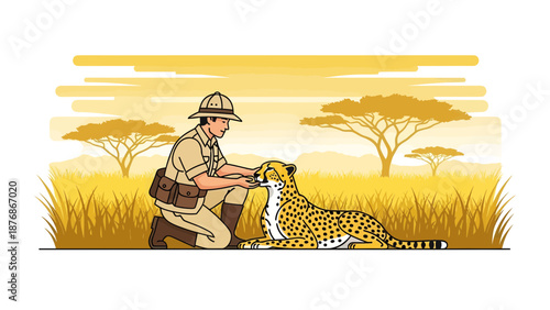 Conservationist Connection Man Shares Bond with Cheetah in African Landscape