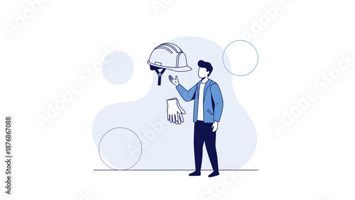 Construction Worker Inspecting Safety Equipment Before Work On Construction Site