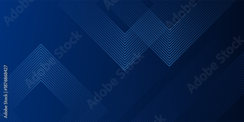 Blue abstract background with glowing arrow lines. Modern shiny blue geometric lines design. Technology futuristic concept. Horizontal banner template. Suit for cover, header, poster, banner, web