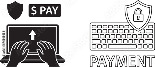 online payment security concept with laptop and keyboard icons