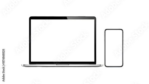 Mockup of laptop and mobile phone screens for design presentation