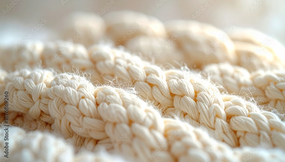 Obraz premium close-up of chunky cable knit wool, cream color