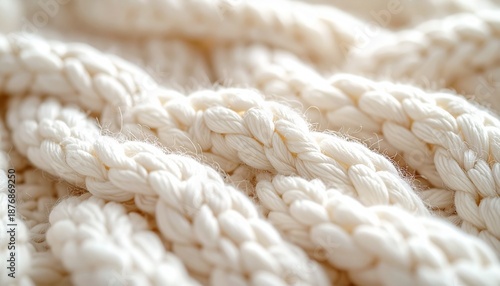 close-up of chunky cable knit wool, cream color