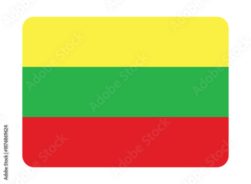 Free Download lithuania national flag with horizontal tricolor stripes yellow green and red isolated on white background - GFXLoad