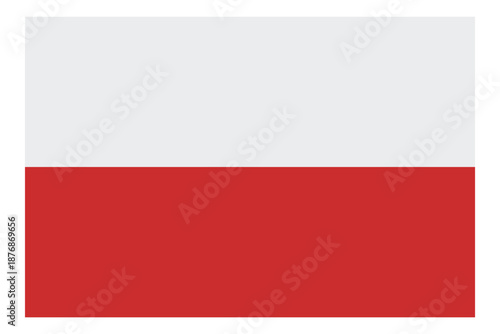 Flag of Poland with white and red horizontal stripes, official national banner isolated on light background, simple geometric design representing Polish identity and European country
