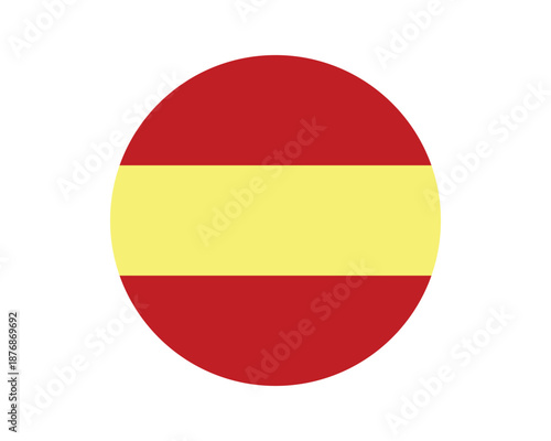 Free Download Round flat vector icon of Spain national flag featuring red and yellow horizontal stripes isolated on white background - GFXLoad