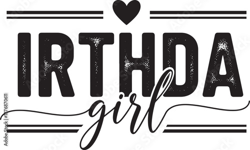 Irthda girl isolated on white background, Vector, illustration