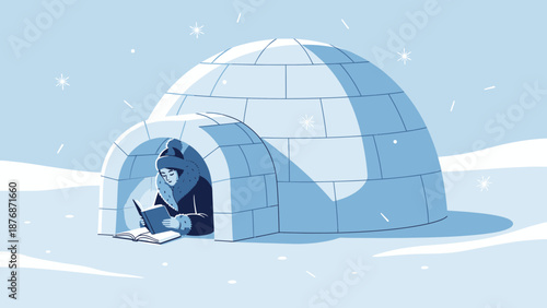Cozy Winter Reading An Igloo Retreat With A Book In The Arctic Landscape