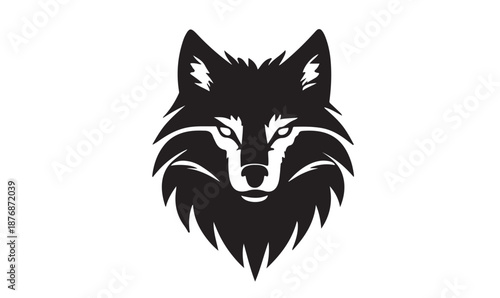 Security or sports mascot logo – Strong alpha wolf stare icon isolated on white