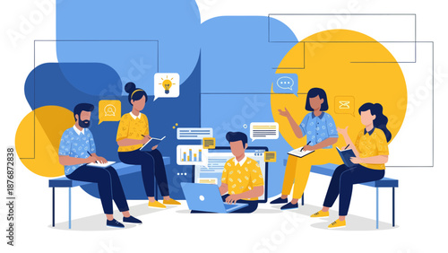 Diverse Team Brainstorming Creative Solutions And Developing New Strategies Together