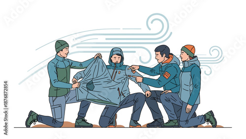 Demonstration Of Waterproof Outdoor Clothing With Wind Test By Adventurers Team