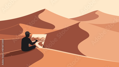Desert Inspiration Artist Captures Landscape On Canvas Under Vast Sky