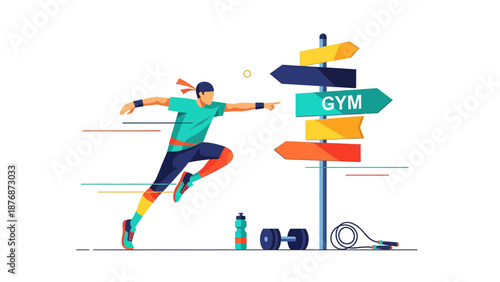 Determined Athlete Chooses Gym Direction Amidst Fitness Options For Better Health