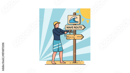 Determining The Path For The Next Surfing Adventure On A Sunny Beach