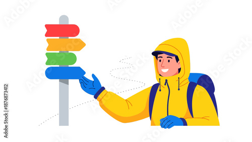 Directional Choices For Adventure Young Man Ready Exploring New Territory