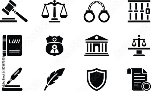 Law and justice icons set including gavel on transparent background high-quality professional detailed modern elegant stylish clean crisp