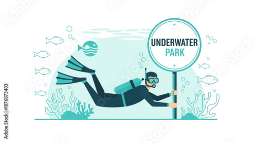 Discover The Underwater Park With A Scuba Diver Exploring Marine Life And Coral