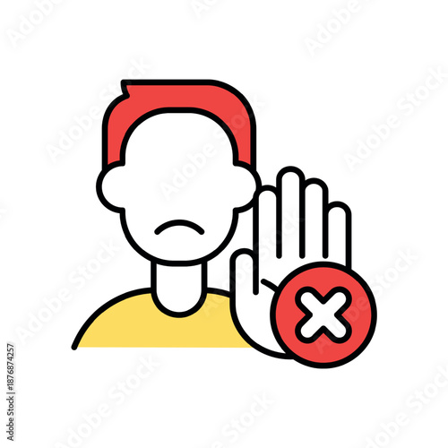 Vector illustration depicting a person indicating stop or denial
