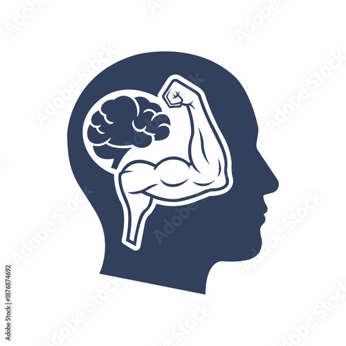 Mind Power Icon Strong Brain Mental Strength Cognitive Fitness Intellect Resilience Wisdom Smart Thinking Health