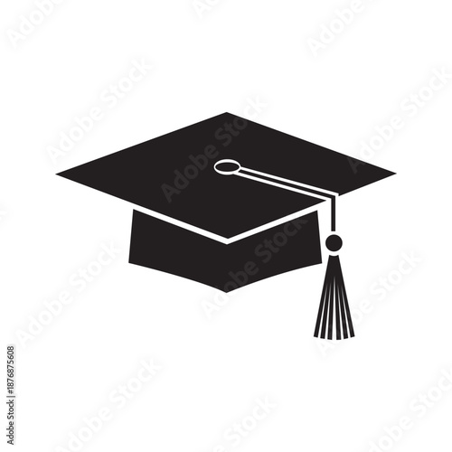 Bold black graduation cap vector iconic symbol of academic success university and college achievement knowledge learning