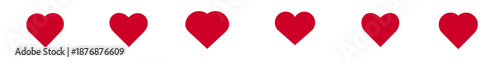 Red Heart Icon Set for Social Media Like Button Game Life Meter and Health Rating. Solid Flat Vector Symbols of Love Romance and Wellness Isolated on White Background for Web UI and Mobile App Design.