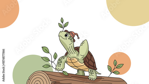 Enchanting Turtle With Adorable Hat Illustration For Children's Content