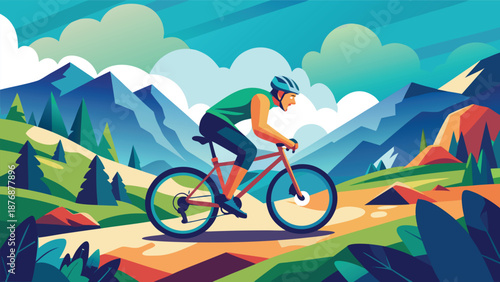 A cyclist navigating a mountain path