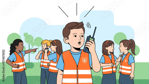 Engaged Young Emergency Response Team Communicating Via Radio In Outdoor Environment