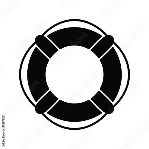 Simple black and white illustration of a circular life preserver ring