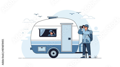 Enjoying The Outdoors During Summer Season By Vacation Traveling In A Camper
