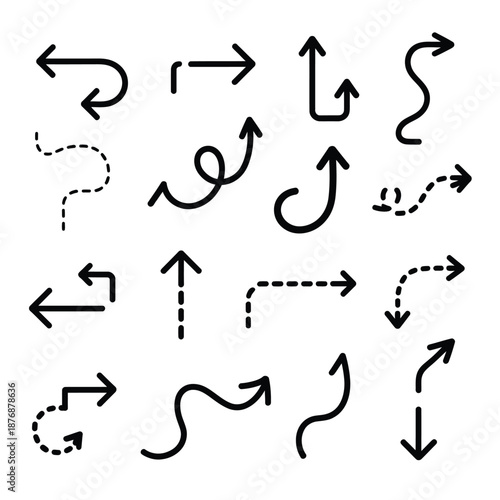 Collection of various arrows on a white background