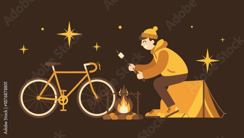 Evening Bicycle Adventure and Marshmallow Roasting at the Camping Under Starry Sky