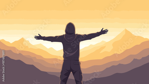 Embrace The Golden Hour Reaching Serenity In Mountain Minimalistic Landscape