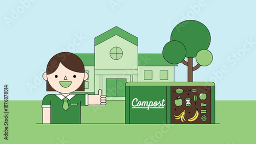 Enthusiastic Student Promoting School Composting Program For Sustainable Education