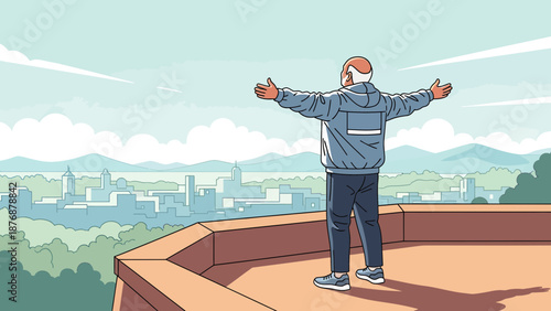 Embracing The Urban Vista A Man's Perspective Of City Tranquility