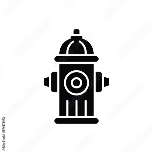 Simple black silhouette of a classic fire hydrant design element