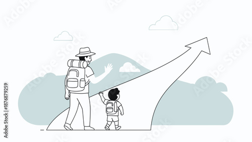 Father And Son Embarking On A Journey Of Growth Towards A Promising Future