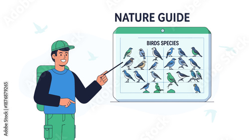 Expert Ornithologist Presenting An Illustrated Guide To Various Bird Species