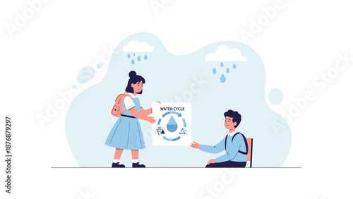 Explaining The Water Cycle Illustration With Students For Educational Purposes