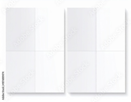 Two White Square Canvases with Center Lines and Shadow on White Background
