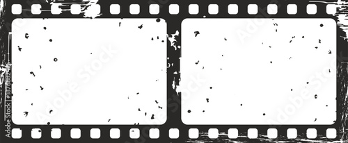 Distressed film strip vector illustration with two blank frames