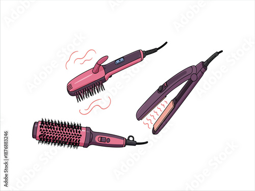 Illustration of Hair Styling Tools for Salon Use