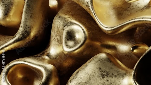 Close-up of an abstract metallic texture featuring smooth, flowing curves in gold and silver tones Shiny Organic Modern. Concept featuring abstract, metallic, texture, smooth, curves.