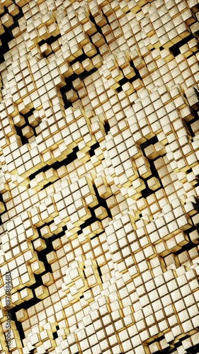 A mesmerizing abstract background featuring a pattern of golden cubes 3D Texture Geometric. Concept featuring abstract, golden, cubes, 3d, texture.