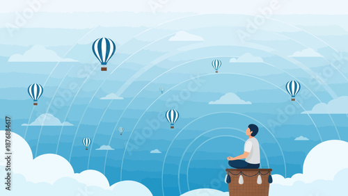 Floating Away In Tranquility A Peaceful Meditation Above The Clouds With Balloons