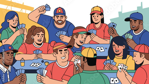 Gathering Of Friends Playing Cards Together Enjoying A Relaxed Game